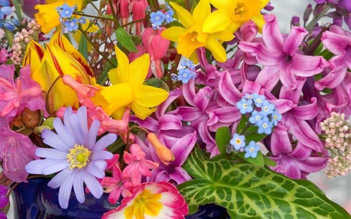꽃다발 꽃, 많은 종류의, 화려한 배경 화면 그림