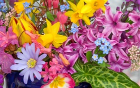 꽃다발 꽃, 많은 종류의, 화려한 HD 배경 화면