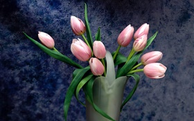 꽃다발, 핑크 튤립 꽃 HD 배경 화면