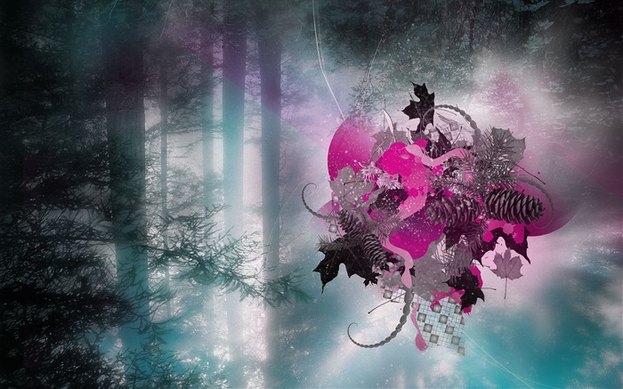 숲에서 깨진 마음, 창조적 인 디자인 배경 화면 그림