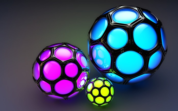 셀 색깔의 공, 축구처럼, 3D 사진 배경 화면 그림