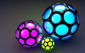 셀 색깔의 공, 축구처럼, 3D 사진