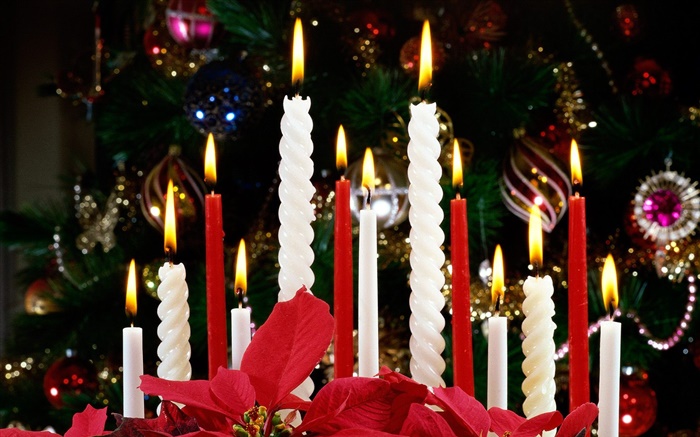 크리스마스, 촛불, 조명 배경 화면 그림