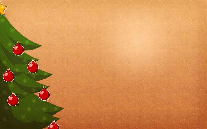 크리스마스 트리, 빨간 공, 오렌지 배경 배경 화면 그림