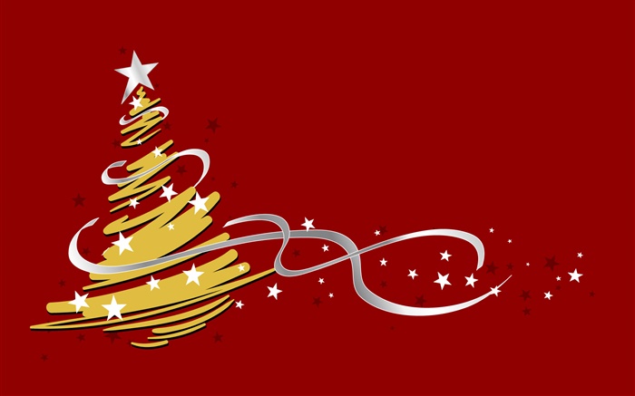 크리스마스 트리, 심플한 스타일, 빨간색 배경 배경 화면 그림