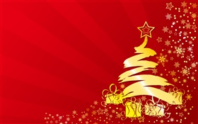 크리스마스 트리, 별, 선물, 골드 색상, 벡터 이미지 HD 배경 화면