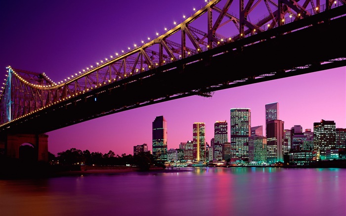 도시, 다리, 건물, 조명, 호주 배경 화면 그림