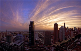시, 새벽, 고층 빌딩 HD 배경 화면