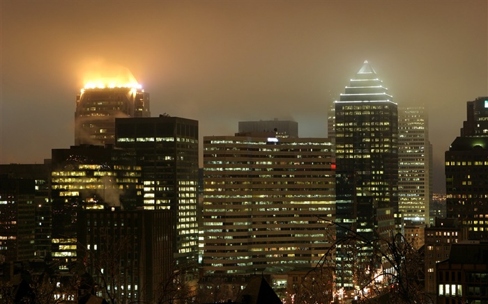 도시, 고층 빌딩, 조명, 밤 배경 화면 그림