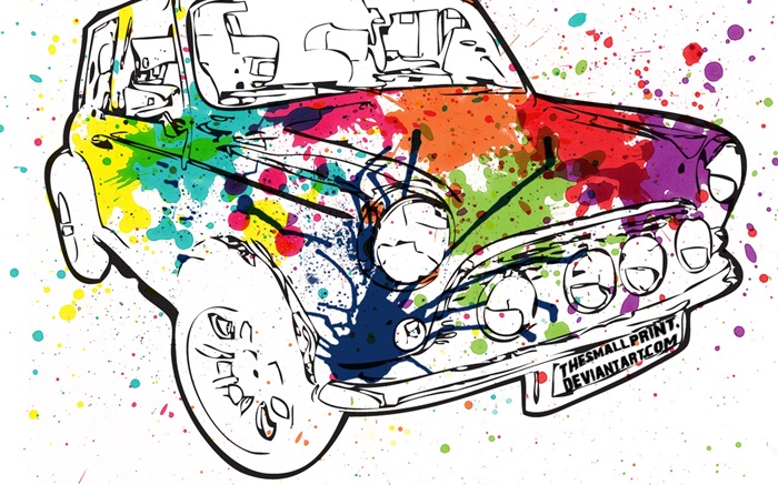 다채로운 그림 자동차, 창조적 인 디자인 배경 화면 그림