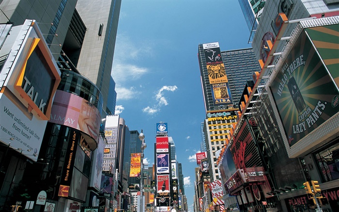 상업 스트리트 뷰, 도시, 뉴욕, 미국 배경 화면 그림