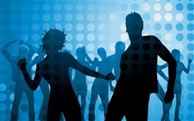 댄스 사람들, 파란색 배경, 벡터 디자인 사진 HD 배경 화면