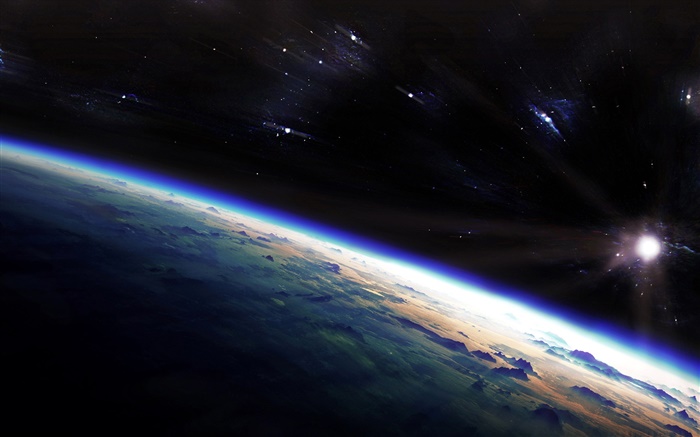 새벽, 별, 우주, 행성 배경 화면 그림