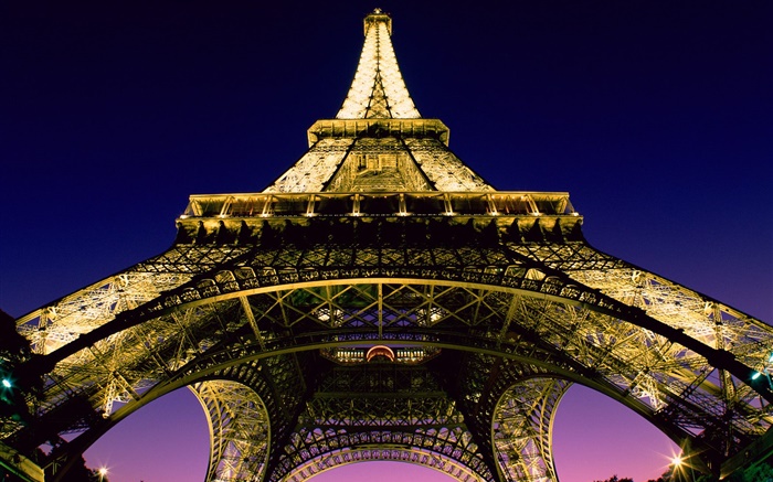에펠 탑, 조회, 조명, 밤, 파리, 프랑스 배경 화면 그림