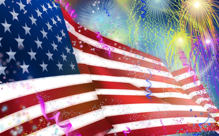 불꽃 놀이, 미국 국기, 예술 디자인 배경 화면 그림