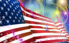 불꽃 놀이, 미국 국기, 예술 디자인 HD 배경 화면