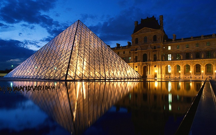 유리 피라미드, 프랑스, 루브르 박물관 배경 화면 그림