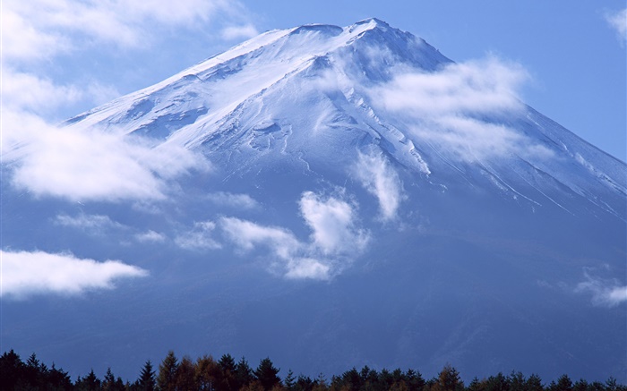 큰 산, 후지산, 구름, 일본 배경 화면 그림