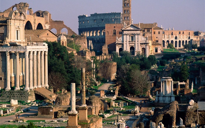 이탈리아 로마 궁전 유적 배경 화면 그림
