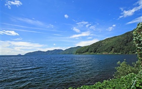 일본 홋카이도 풍경, 해안, 바다, 섬, 푸른 하늘 HD 배경 화면
