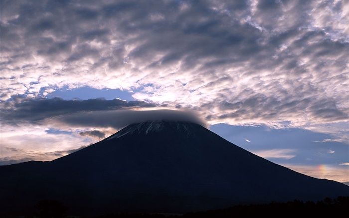 일본, 후지산, 구름, 황혼 배경 화면 그림