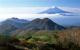 일본의 자연 풍경, 후지산, 산, 구름