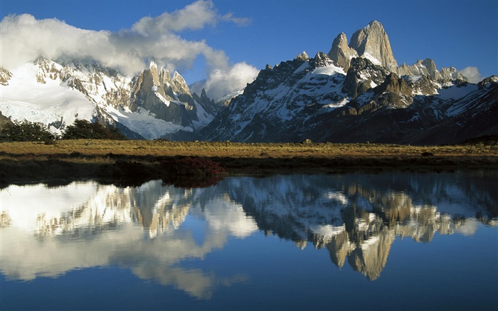 로스 글라시아 레스 국립 공원, 파타고니아, 아르헨티나, 산, 호수 배경 화면 그림