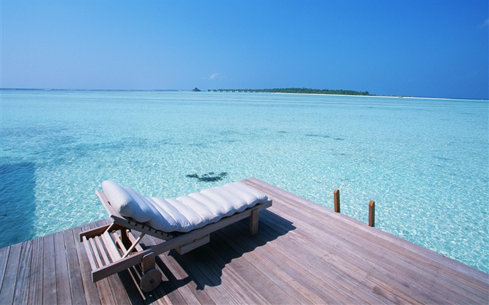 몰디브, 독, 의자, 바다 배경 화면 그림