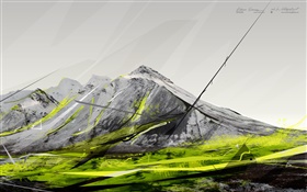 산, 녹색, 창조적 인 사진 HD 배경 화면