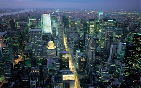 뉴욕, 미국, 도시보기, 밤, 조명, 고층 빌딩 HD 배경 화면