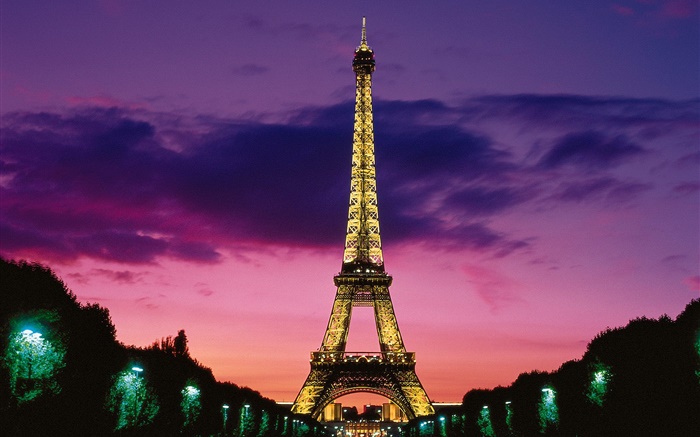 밤 에펠 탑 (Eiffel Tower), 조명, 파리, 프랑스를 보려면 배경 화면 그림