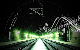 철도, 채널, 녹색 빛, 창조적 인 디자인 HD 배경 화면