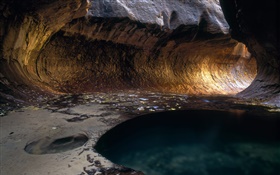 바위 동굴, 물, 모험 HD 배경 화면