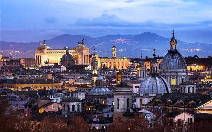 로마, 바티칸, 이탈리아, 도시, 집, 밤 배경 화면 그림