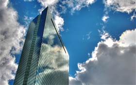 고층 빌딩, 구름, 푸른 하늘