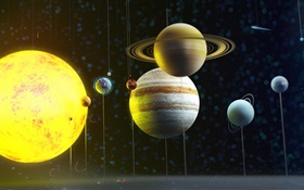 태양계 행성, 공간, 모델 HD 배경 화면