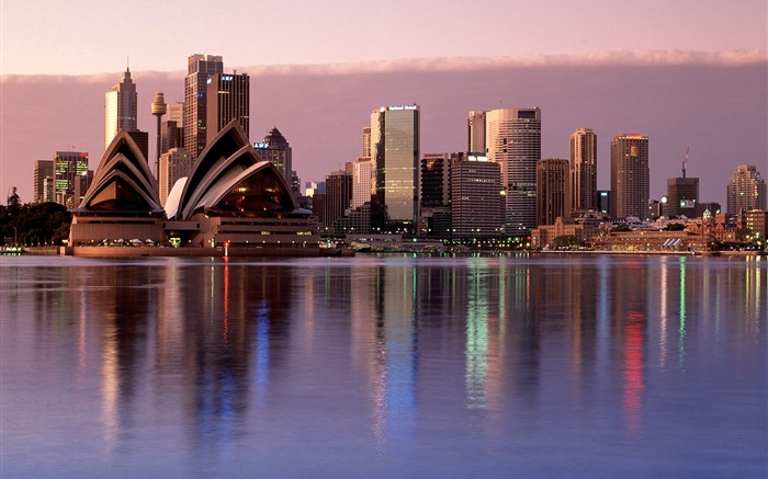 시드니, 도시, 황혼, 건물, 호주 배경 화면 그림
