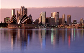 시드니, 도시, 황혼, 건물, 호주 HD 배경 화면
