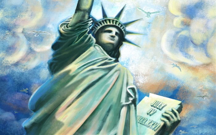 자유의 미국 동상, 예술 사진 배경 화면 그림