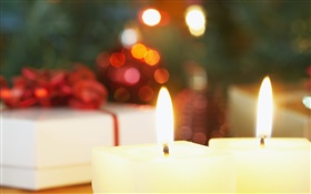 따뜻한 촛불 조명, 메리 크리스마스 HD 배경 화면