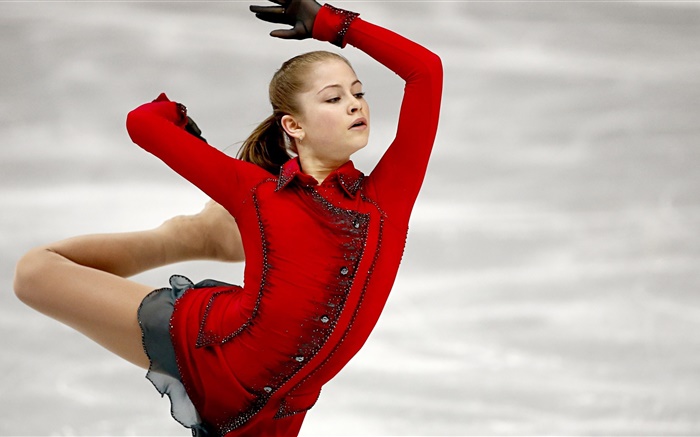 율리야 리프 니츠 카야, 피겨 스케이팅, 빨간 드레스 배경 화면 그림