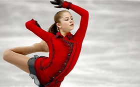 율리야 리프 니츠 카야, 피겨 스케이팅, 빨간 드레스 HD 배경 화면