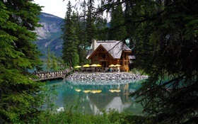 캐나다, 에메랄드 호수, Yoho 국립 공원, 숲, 호수, 집 HD 배경 화면