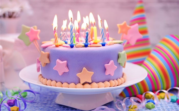 생일, 케이크, 장식, 달콤한, 촛불 배경 화면 그림