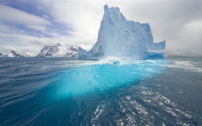 빙산, 푸른 바다, 서리, 물 배경 화면 그림