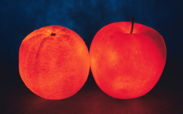 라이트 과일, 오렌지와 사과 배경 화면 그림