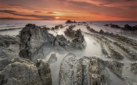 바다, 해안, 바위, 새벽 HD 배경 화면
