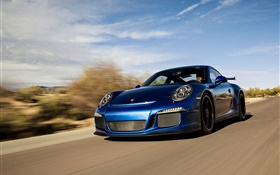 포르쉐 911 GT3 블루 초차 속도 HD 배경 화면