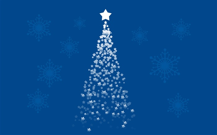 별 크리스마스 트리, 파란색 배경, 예술 사진 배경 화면 그림