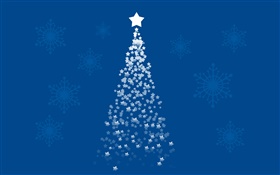 별 크리스마스 트리, 파란색 배경, 예술 사진 HD 배경 화면